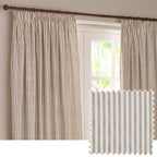 Hebden Striped 100% Cotton Lined Pencil Pleat Curtains