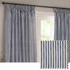 Hebden Striped 100% Cotton Lined Pencil Pleat Curtains