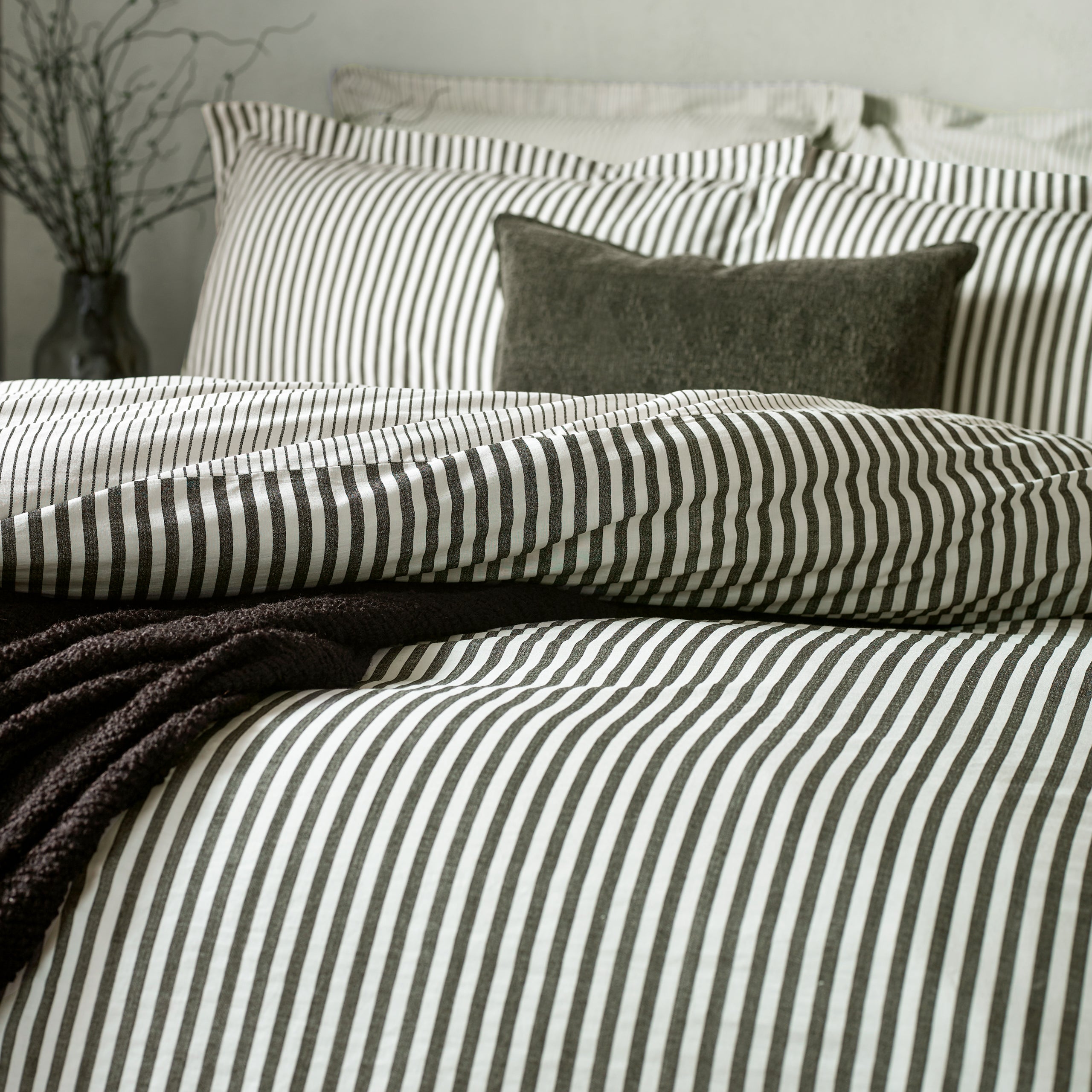 Hebden Mélange Stripe 100% Cotton Duvet Cover Set