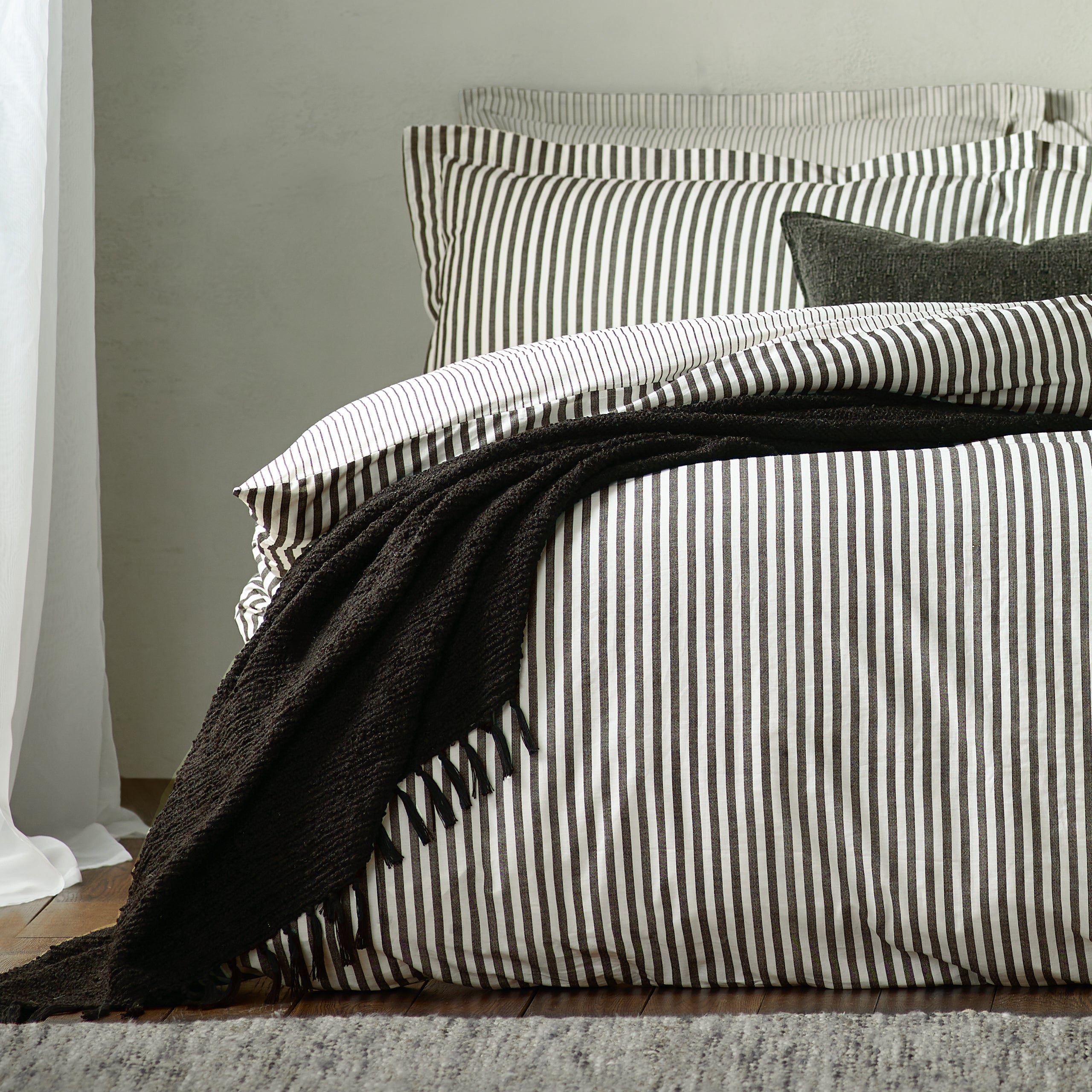 Hebden Mélange Stripe 100% Cotton Duvet Cover Set
