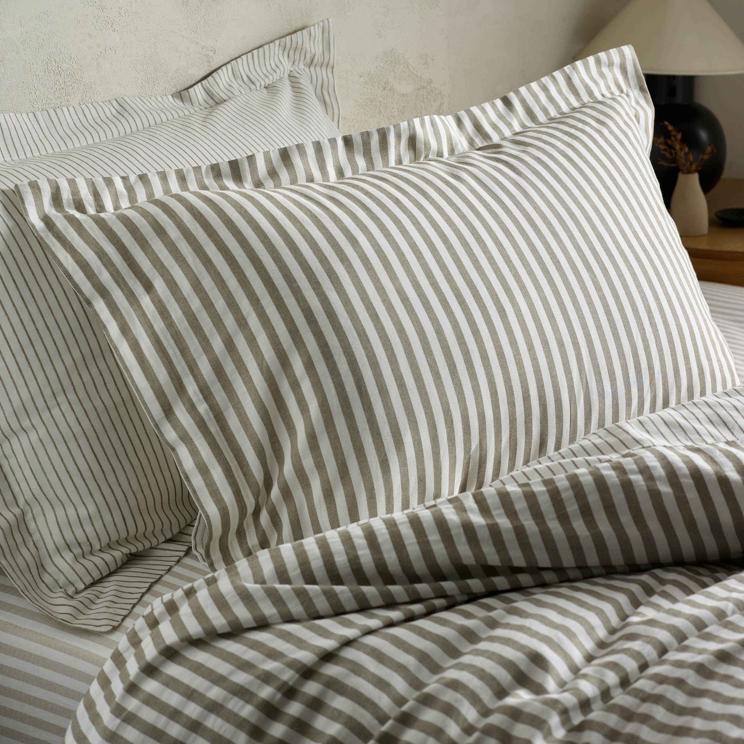 Hebden Mélange Stripe Cotton Duvet Cover Set