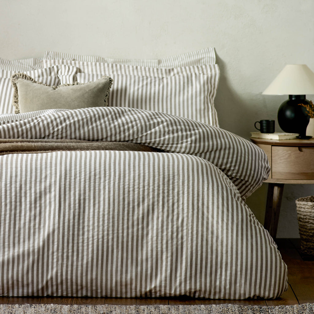 Hebden Mélange Stripe Cotton Duvet Cover Set