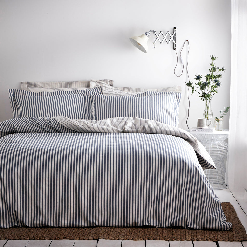 Hebden Mélange Stripe 100% Cotton Duvet Cover Set
