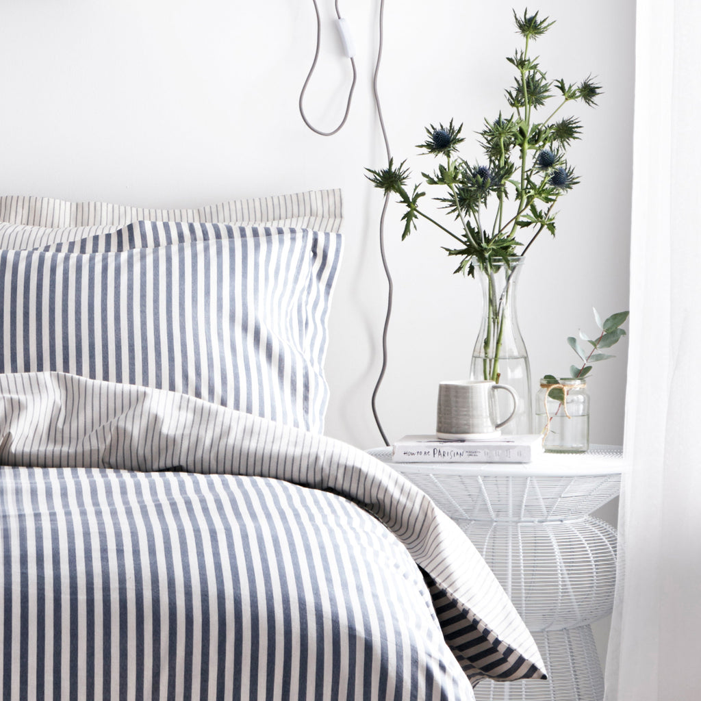 Hebden Mélange Stripe 100% Cotton Duvet Cover Set