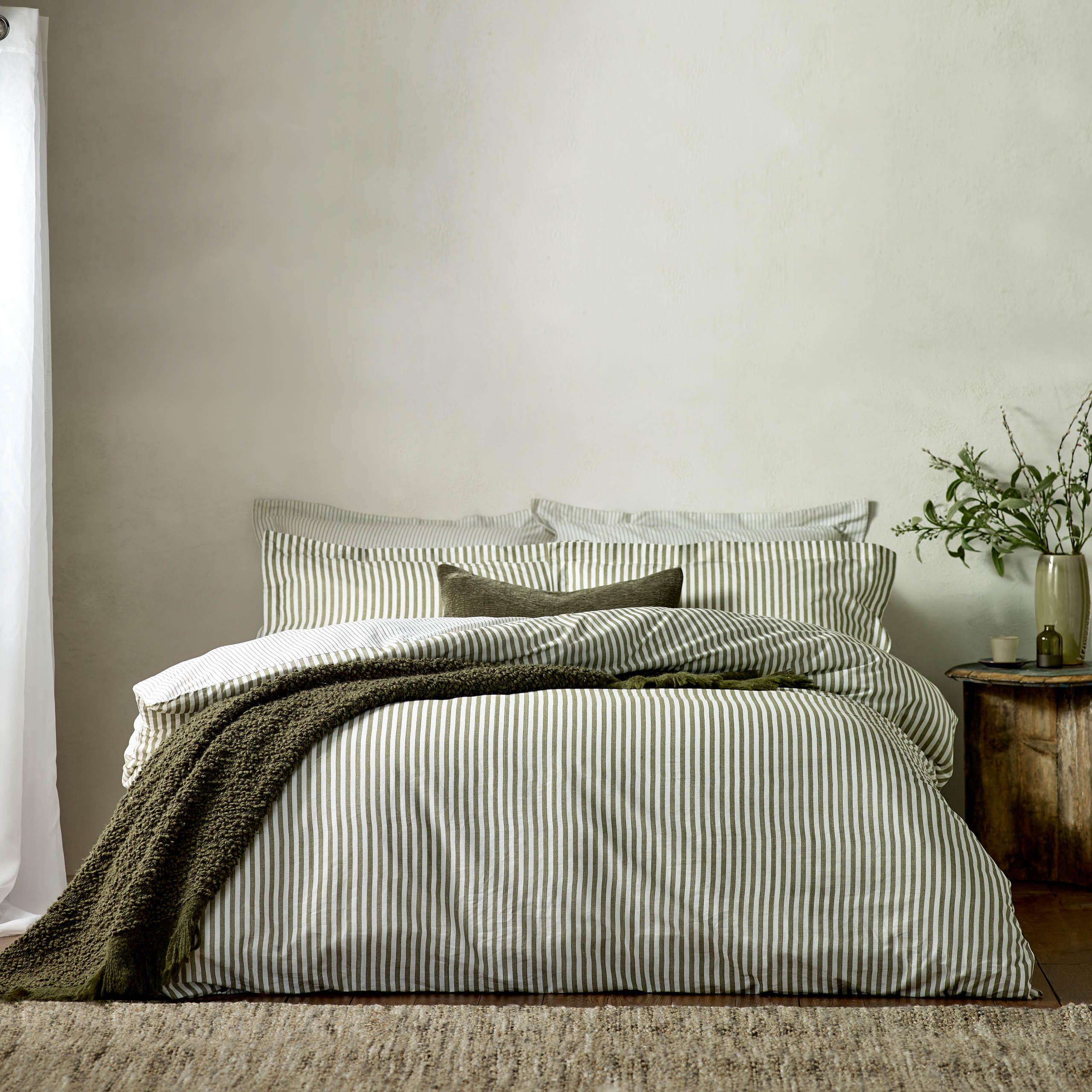 Hebden Mélange Stripe Cotton Duvet Cover Set