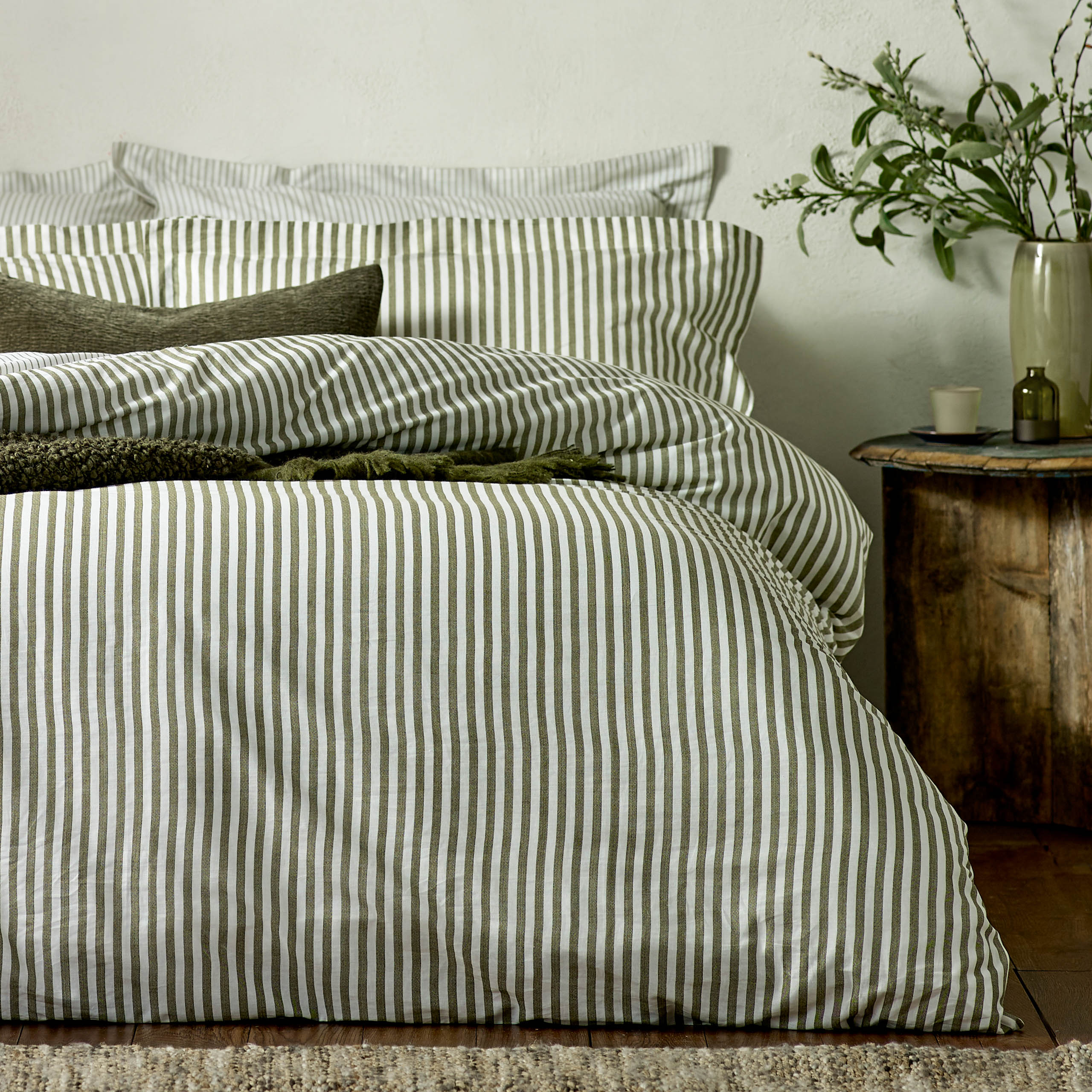 Hebden Mélange Stripe Cotton Duvet Cover Set