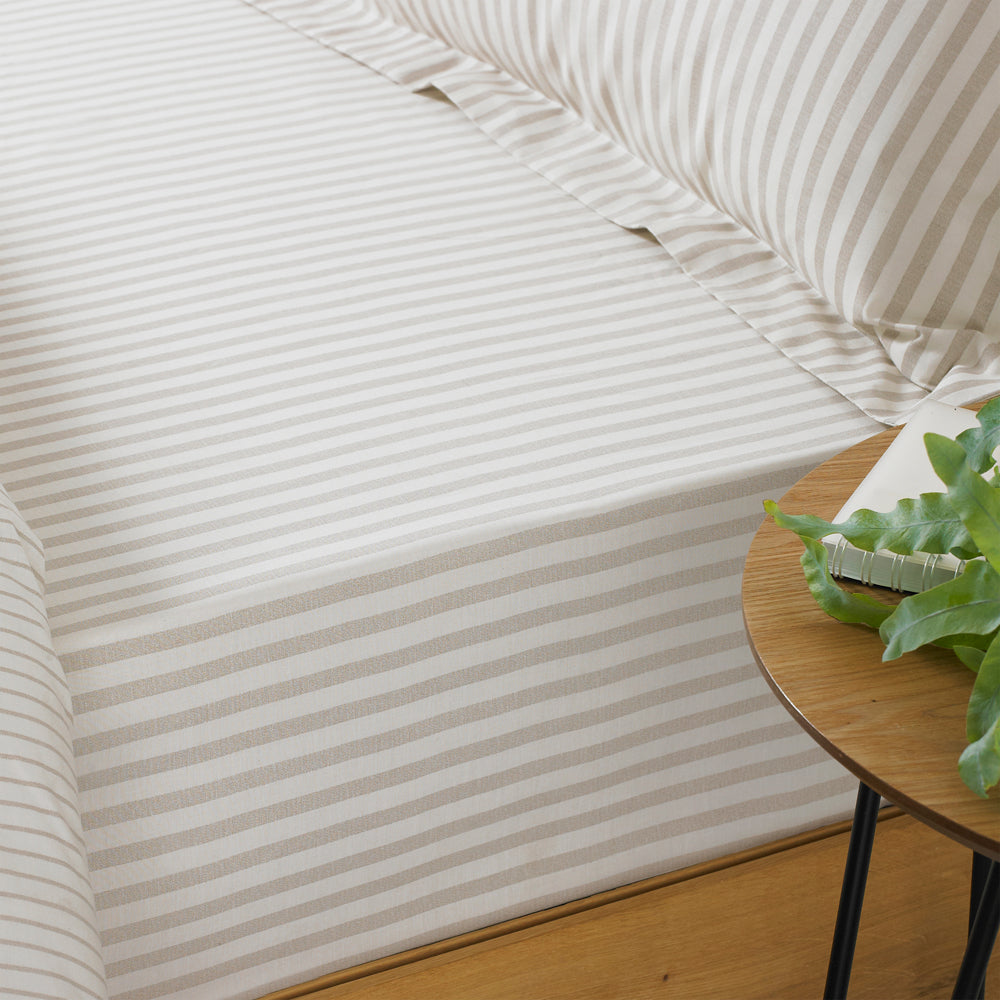 Hebden 100% Cotton Striped Fitted Bed Sheet