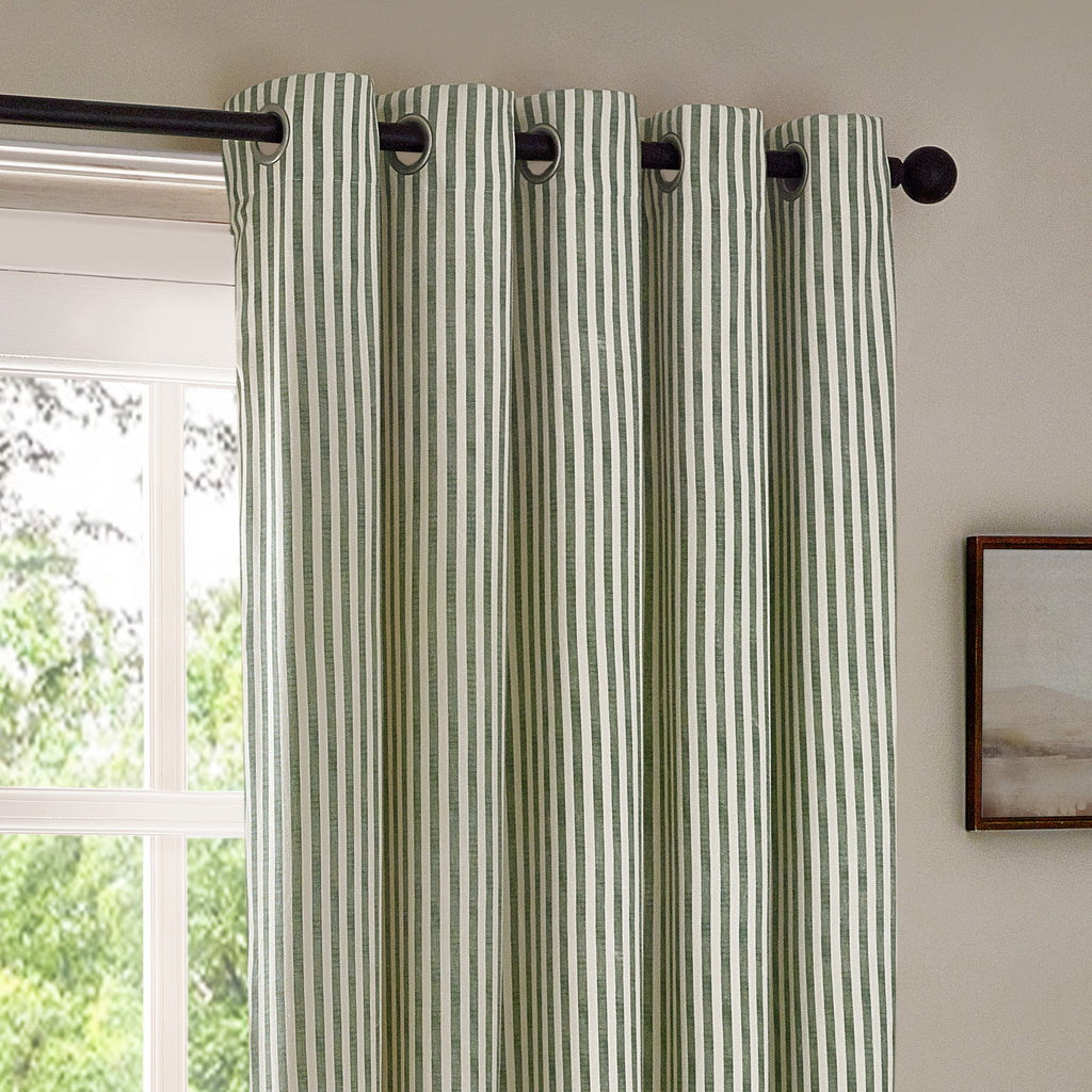 Hebden Striped 100% Cotton Lined Eyelet Curtains