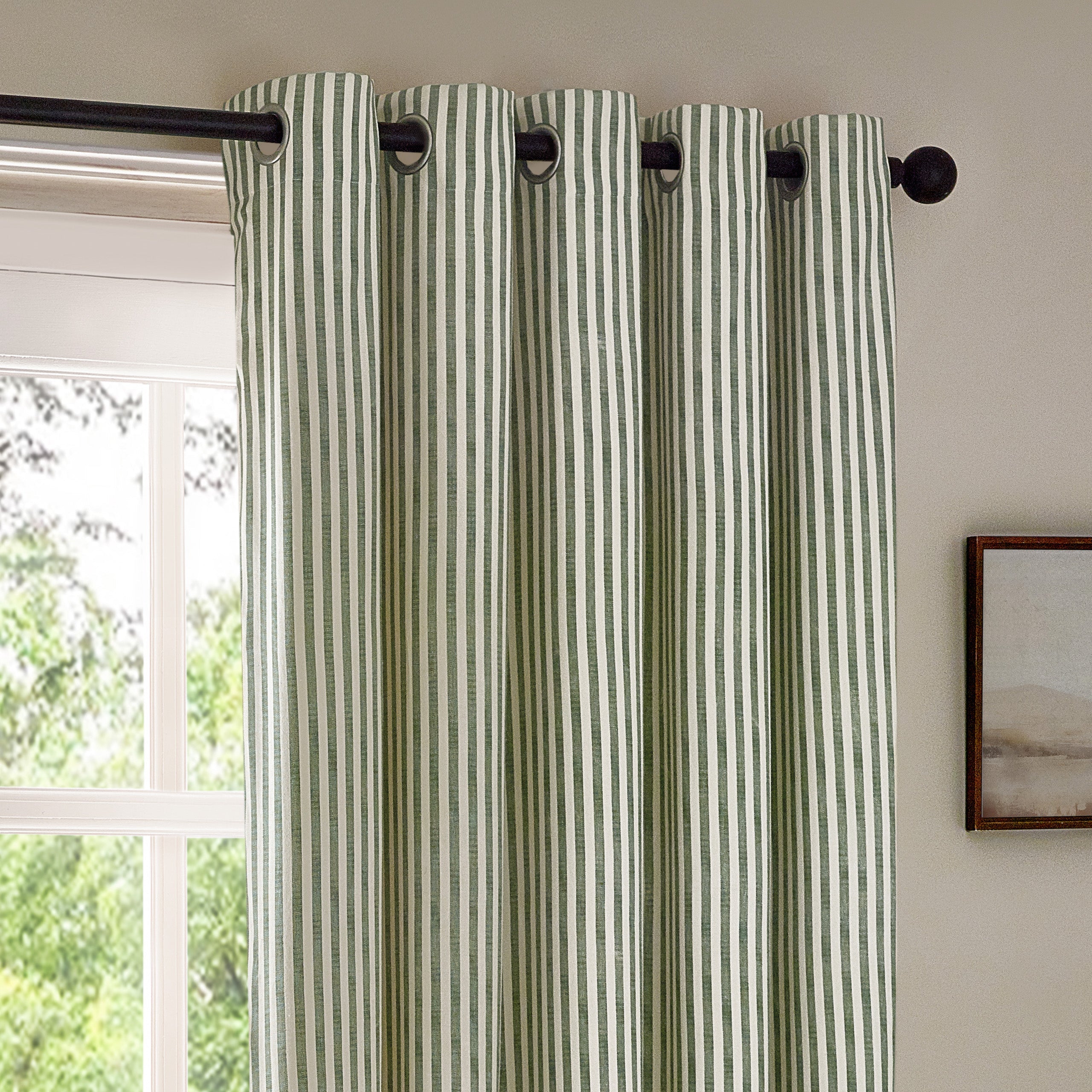 Hebden Striped 100% Cotton Lined Eyelet Curtains