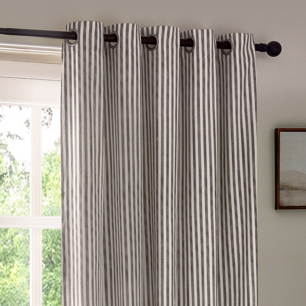 Hebden Striped 100% Cotton Lined Eyelet Curtains