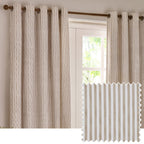 Hebden Striped 100% Cotton Lined Eyelet Curtains