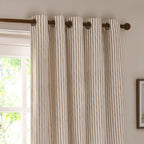 Hebden Striped 100% Cotton Lined Eyelet Curtains