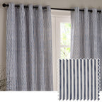 Hebden Striped 100% Cotton Lined Eyelet Curtains