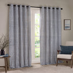 Hebden Striped 100% Cotton Lined Eyelet Curtains
