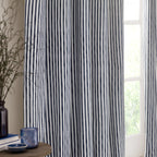 Hebden Striped 100% Cotton Lined Eyelet Curtains
