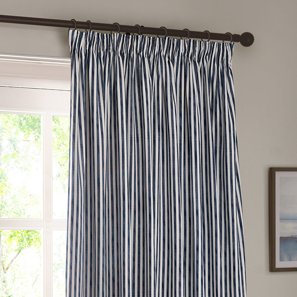 Hebden Striped 100% Cotton Lined Eyelet Curtains