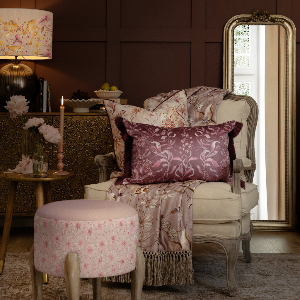 Hettie Printed Ruche Fringe Cushion