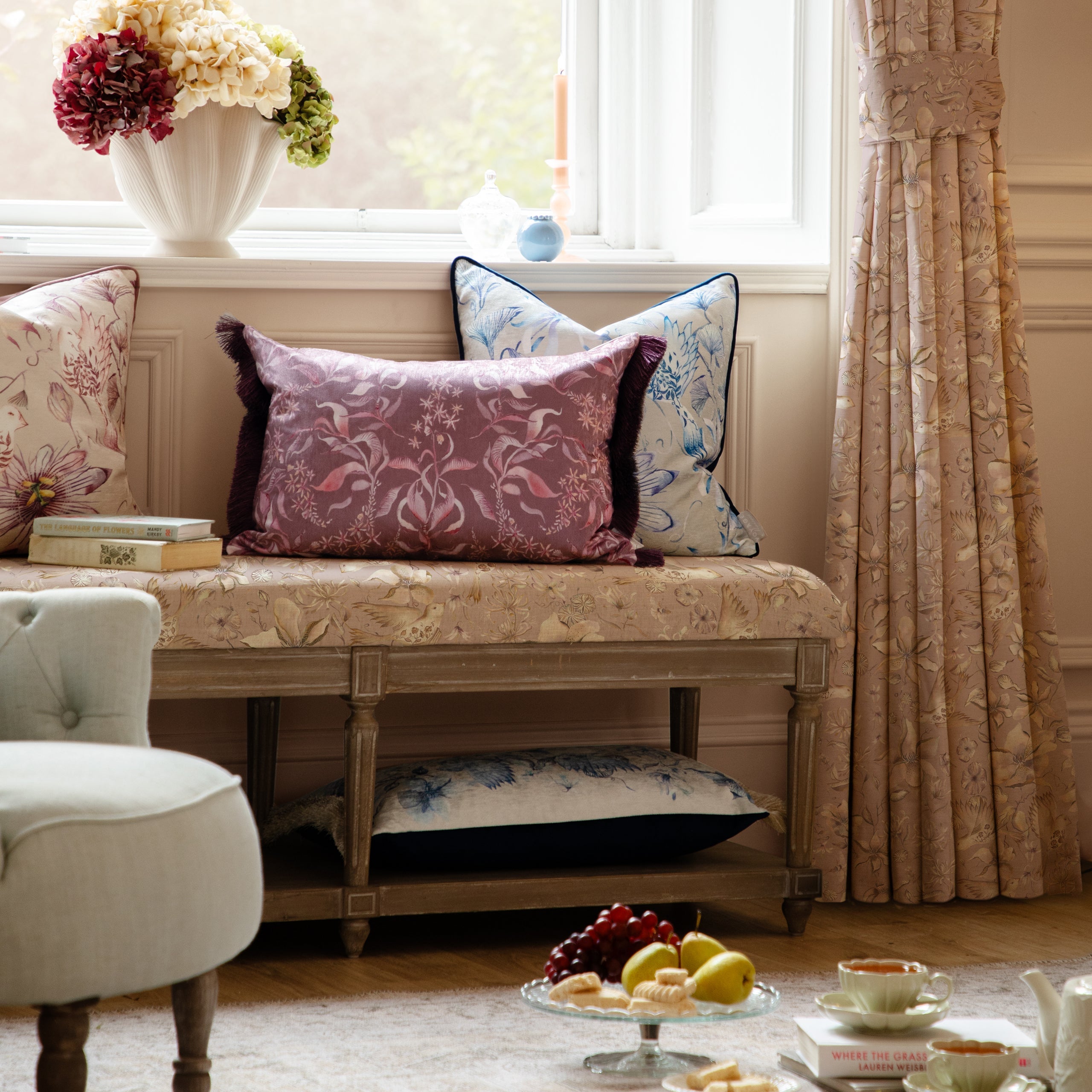 Hettie Printed Ruche Fringe Cushion