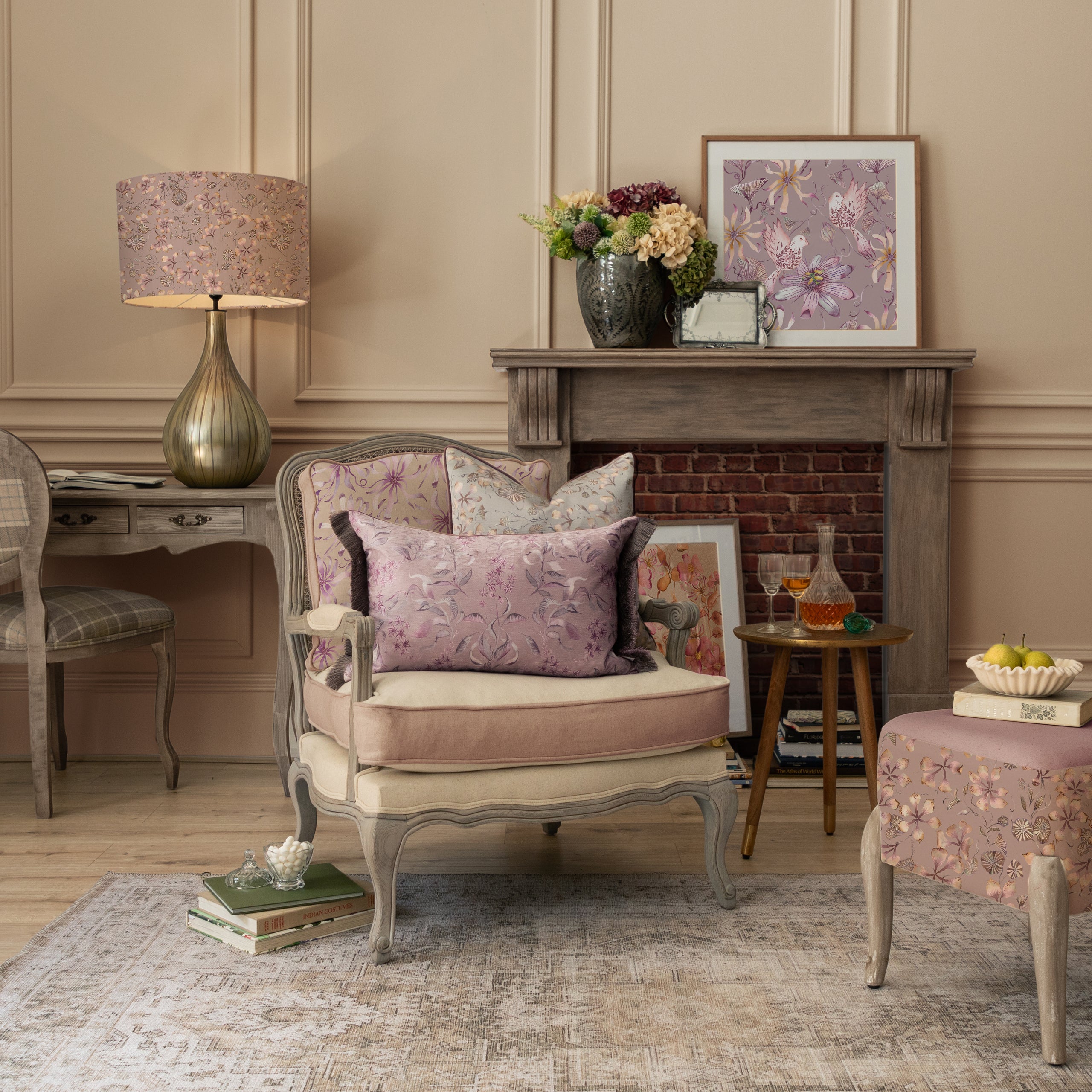 Hettie Printed Ruche Fringe Cushion