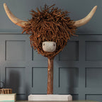Hewie Highland Cow Hand Crafted Wooden Sculpture