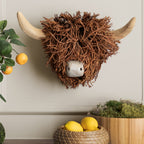 Hewie Highland Cow Wall Mounted Hand Crafted Wooden Sculpture