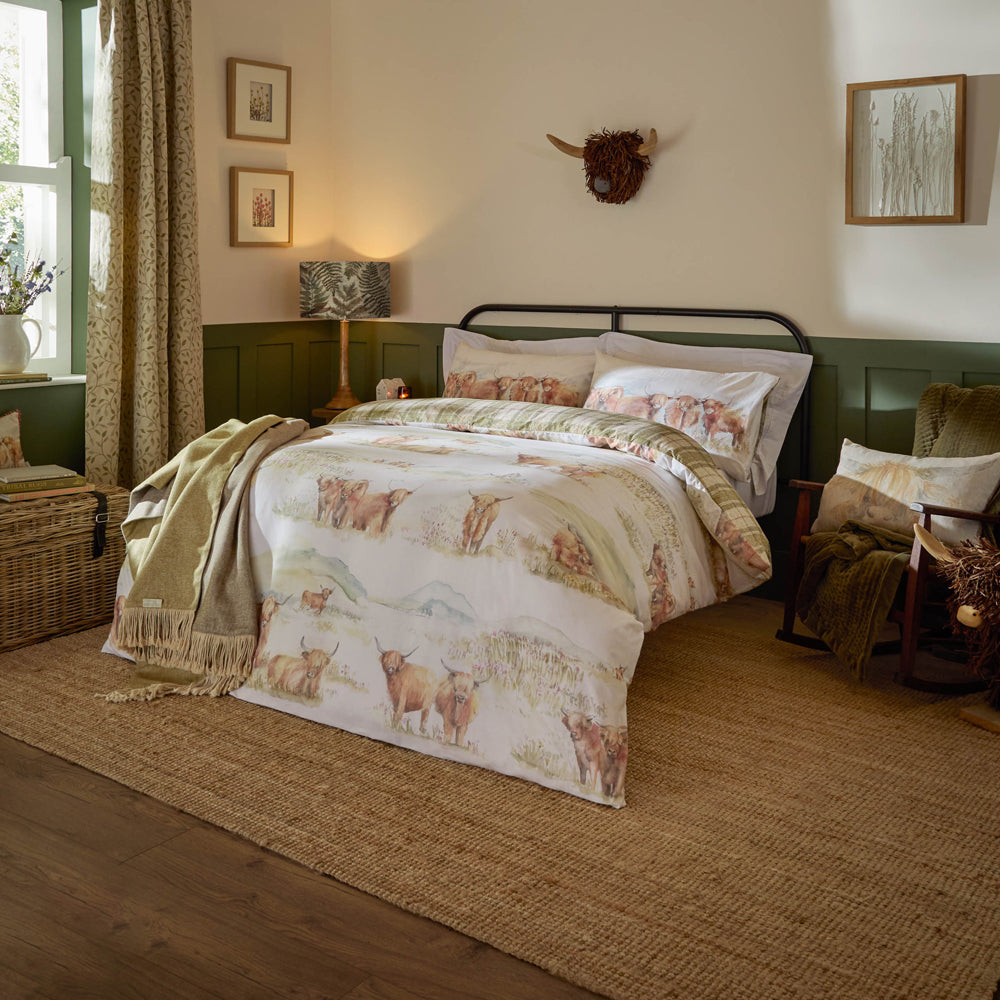 Highland Cattle 100% Cotton Reversible Duvet Cover Set
