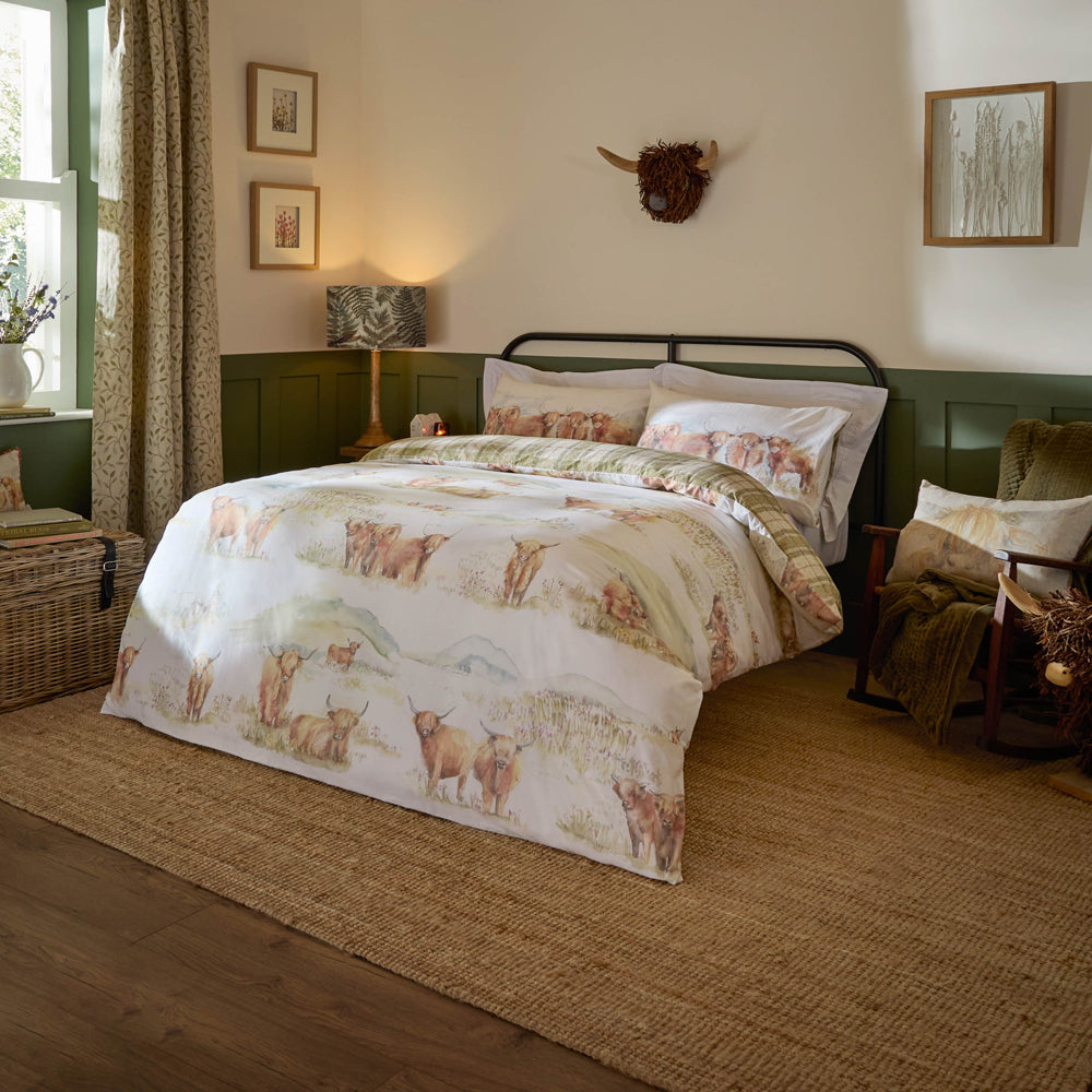 Highland Cattle 100% Cotton Reversible Duvet Cover Set