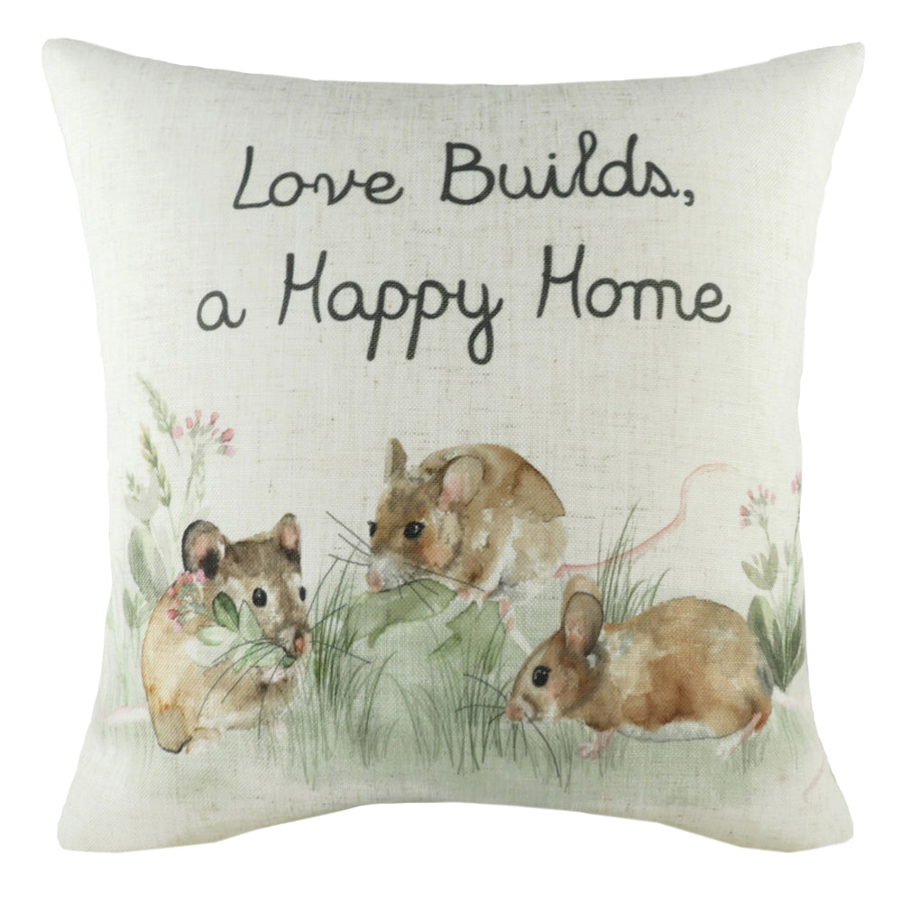 Hedgerow Mice Cushion Ecru