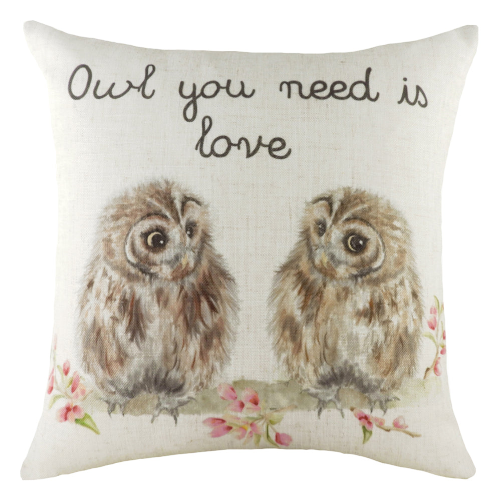 Hedgerow Owls Cushion Beige