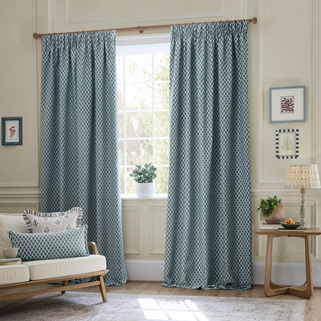 Hutton Jacquard Pencil Pleat Curtains