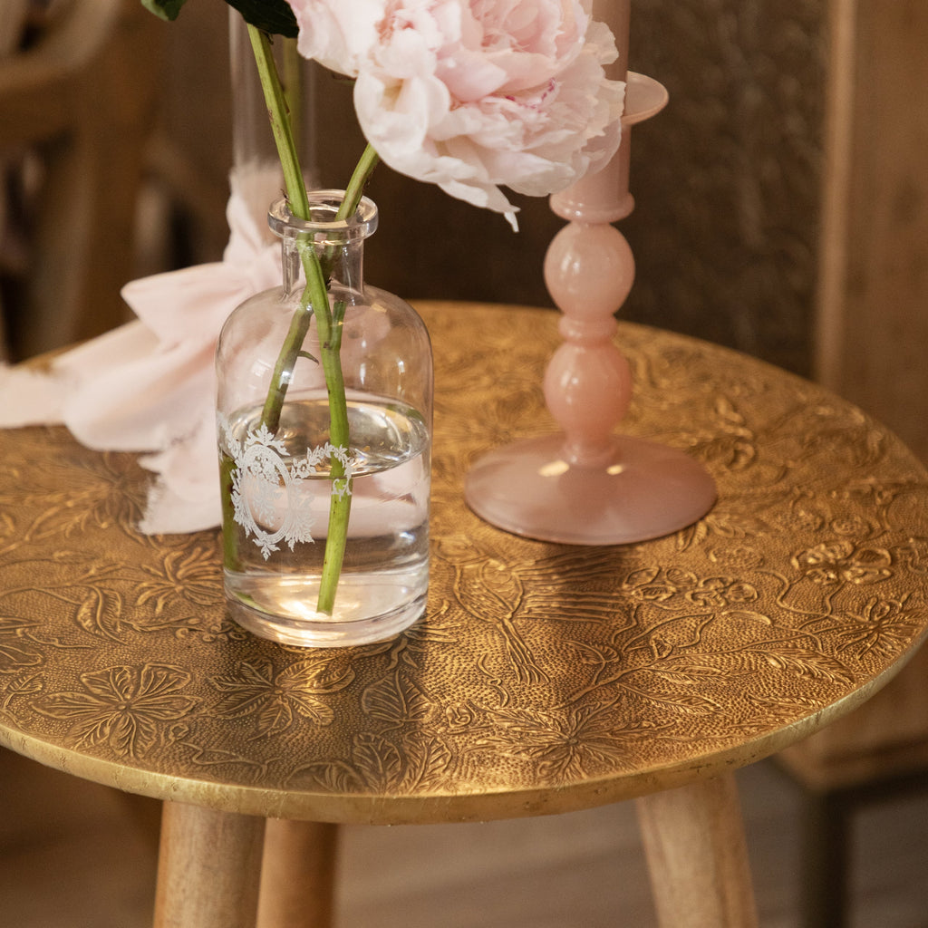 Isadora Embossed Side Table Antique