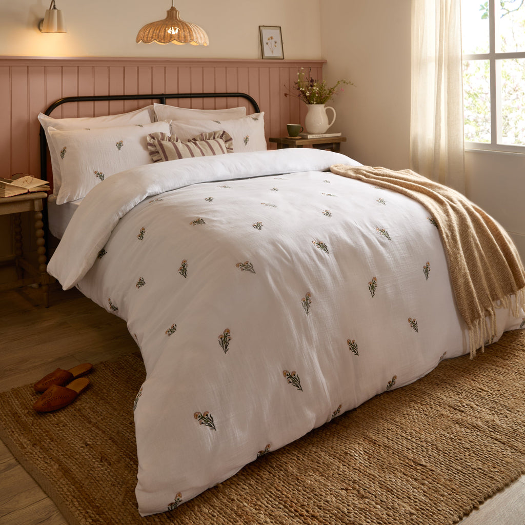 Josephine Embroidered Muslin Duvet Cover Set