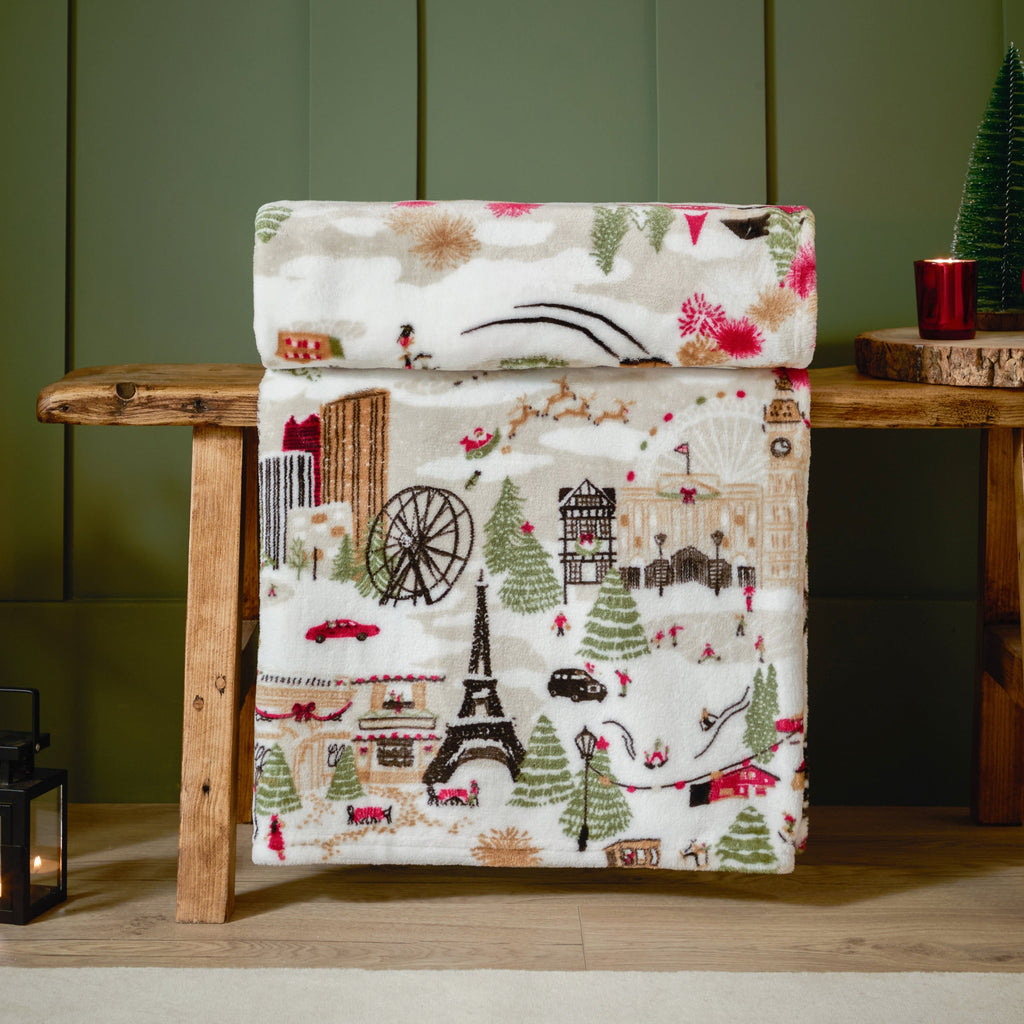 Joy To All Printed Fleece Throw