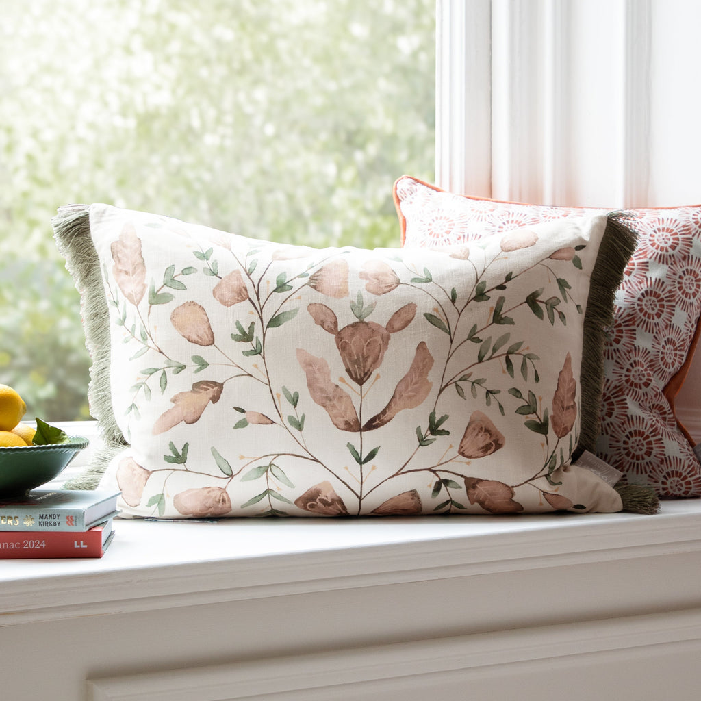 Juna Printed Ruche Fringe Cushion