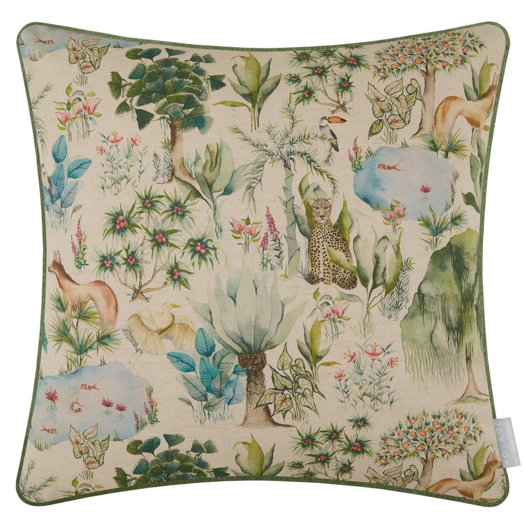 Jungle Serene Printed Piped Cushion