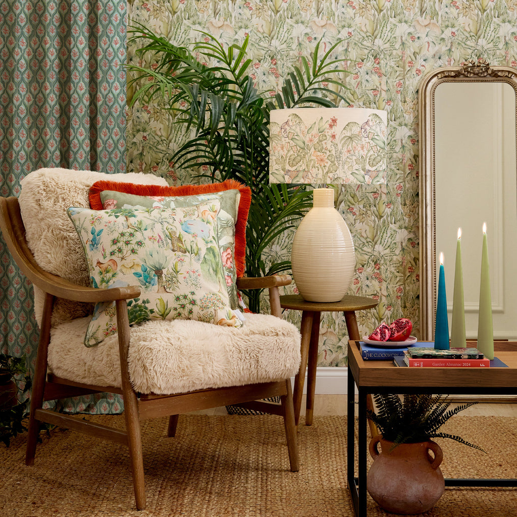 Jungle Serene Printed Piped Cushion