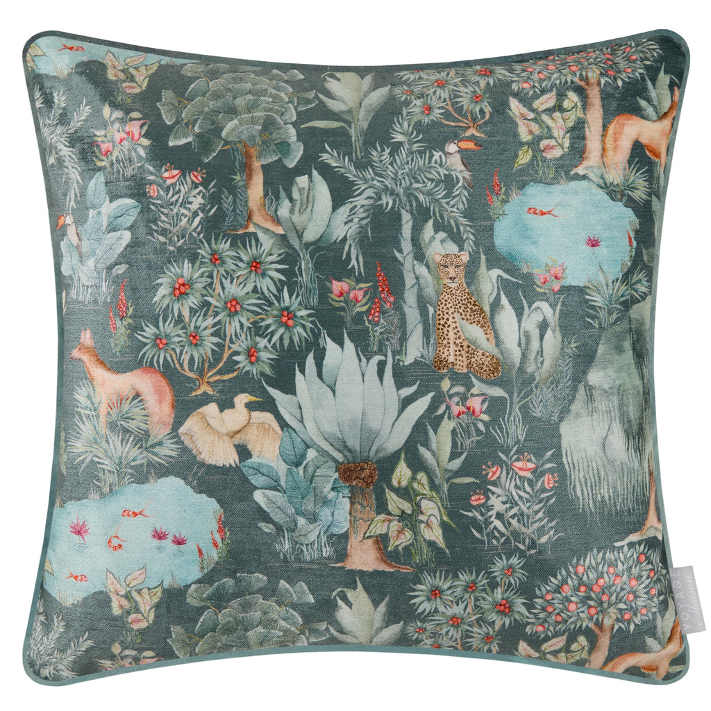 Jungle Serene Printed Velvet Cushion