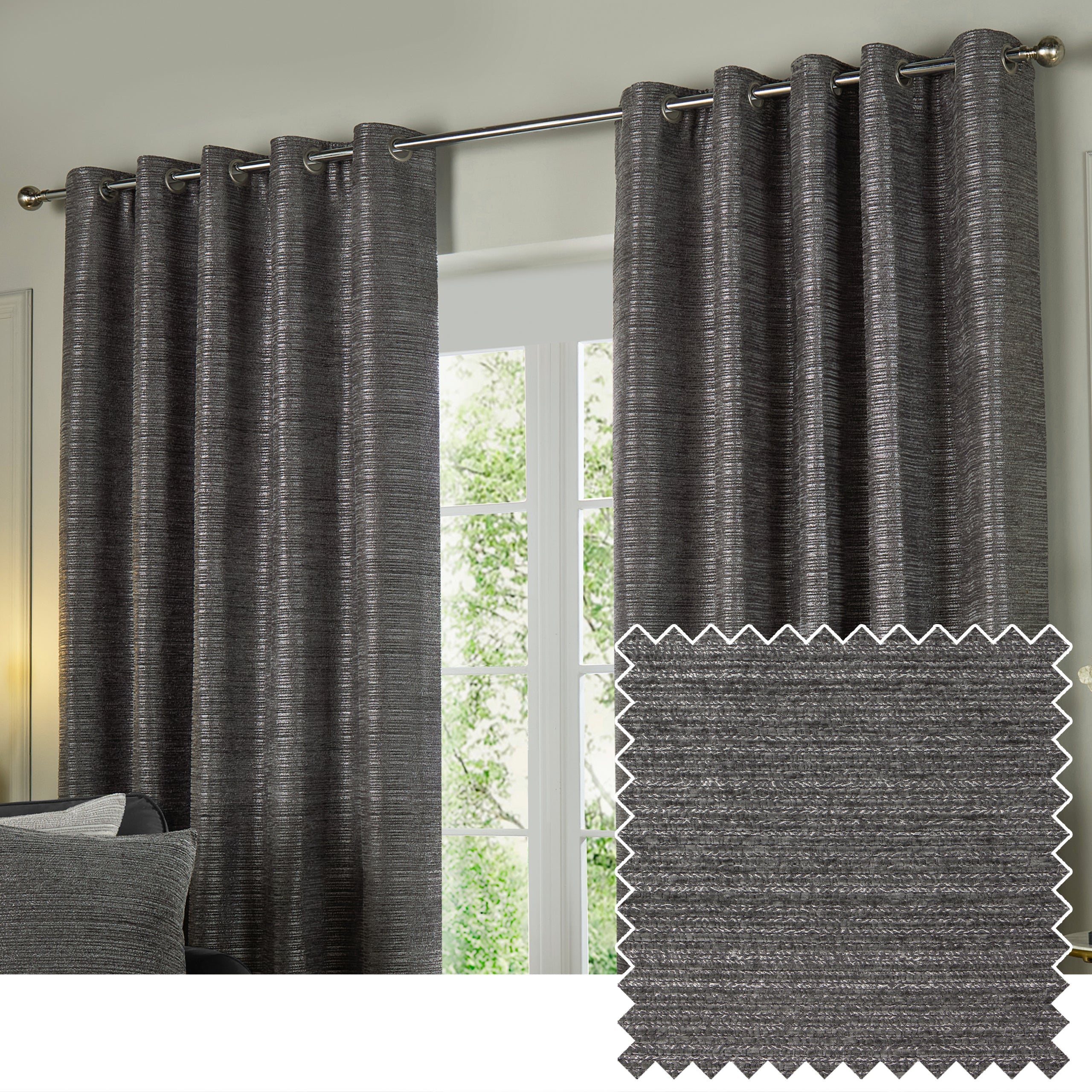 Jupiter Chenille Jacquard Eyelet Curtains