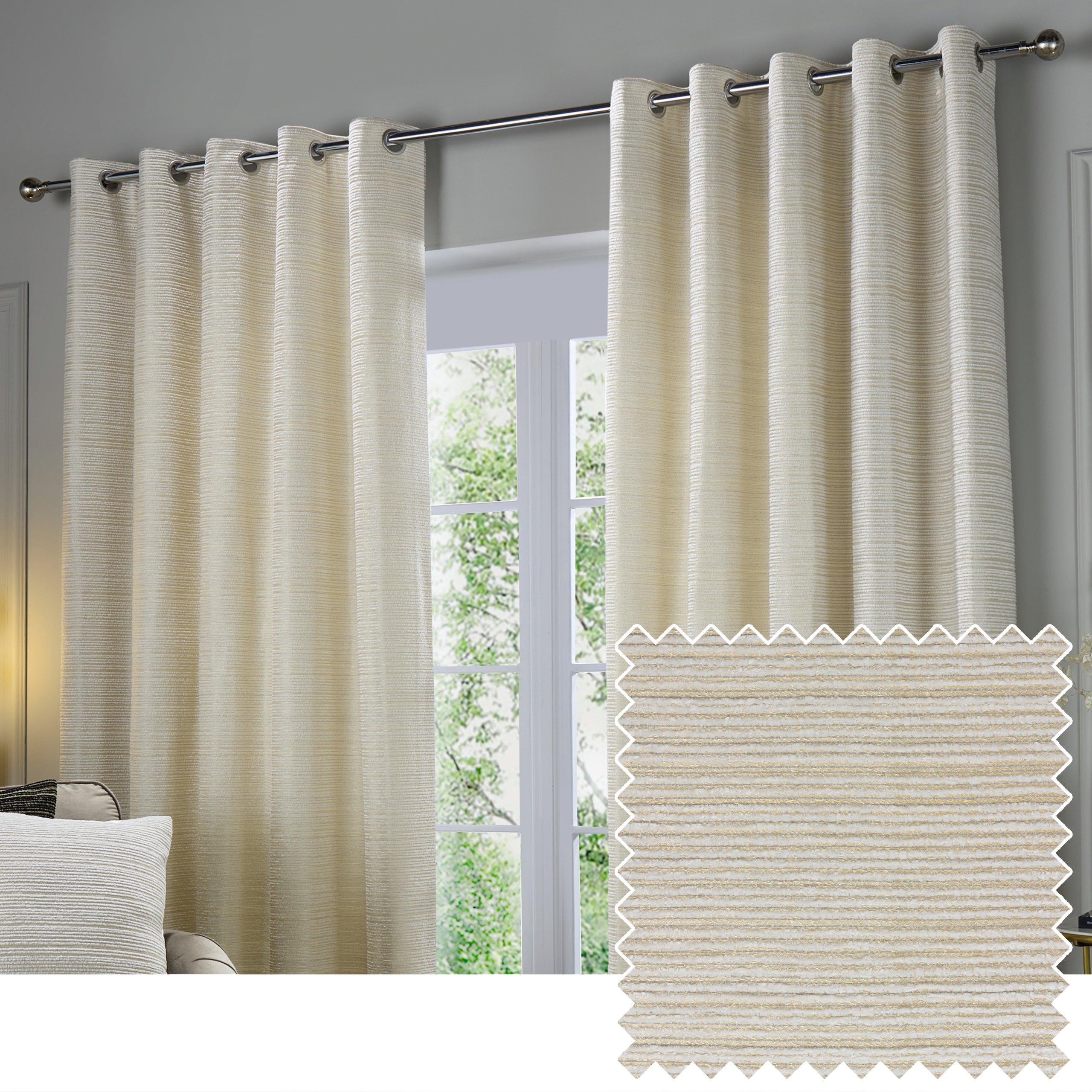 Jupiter Chenille Jacquard Eyelet Curtains