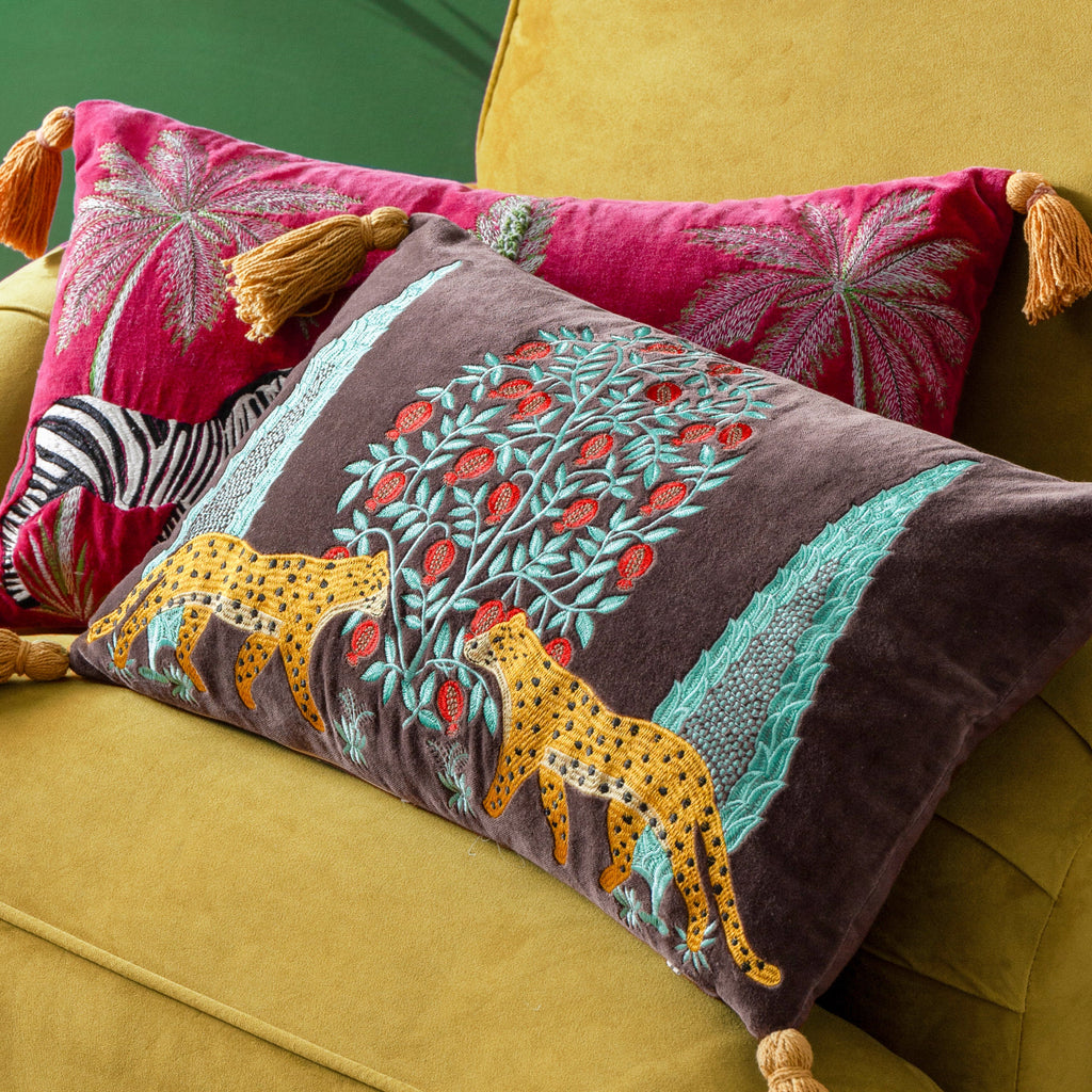 Kalahari Embroidered Velvet Cushion