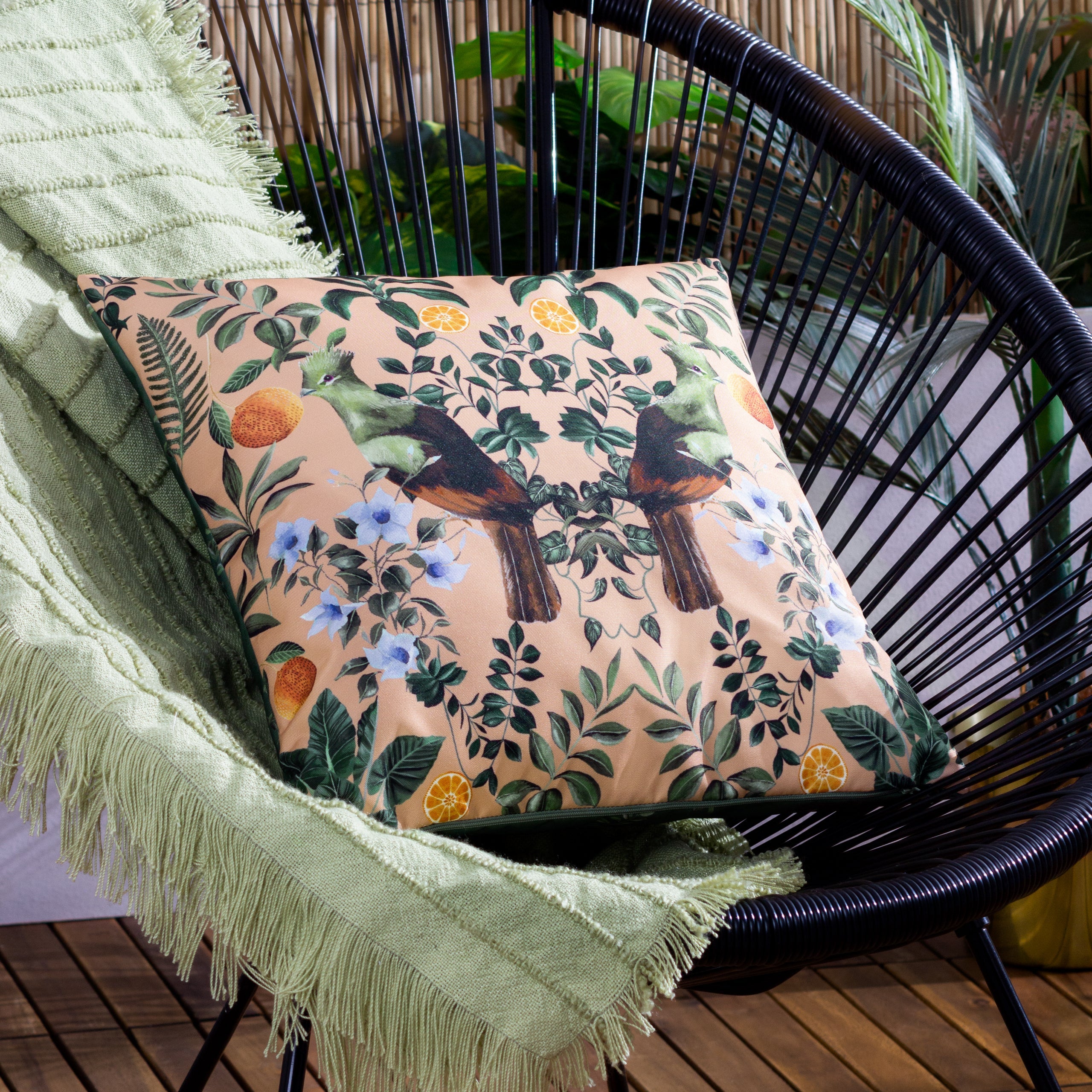 Kali Mirrored Birds Outdoor Cushion