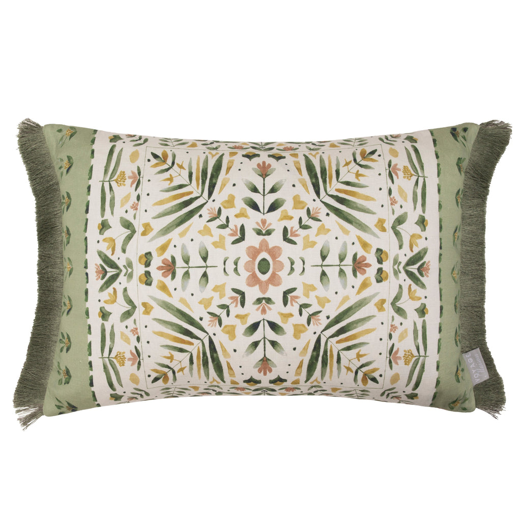 Kari Printed Ruche Fringe Cushion