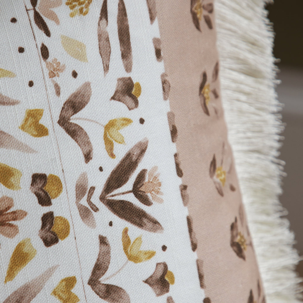 Kari Printed Ruche Fringe Cushion