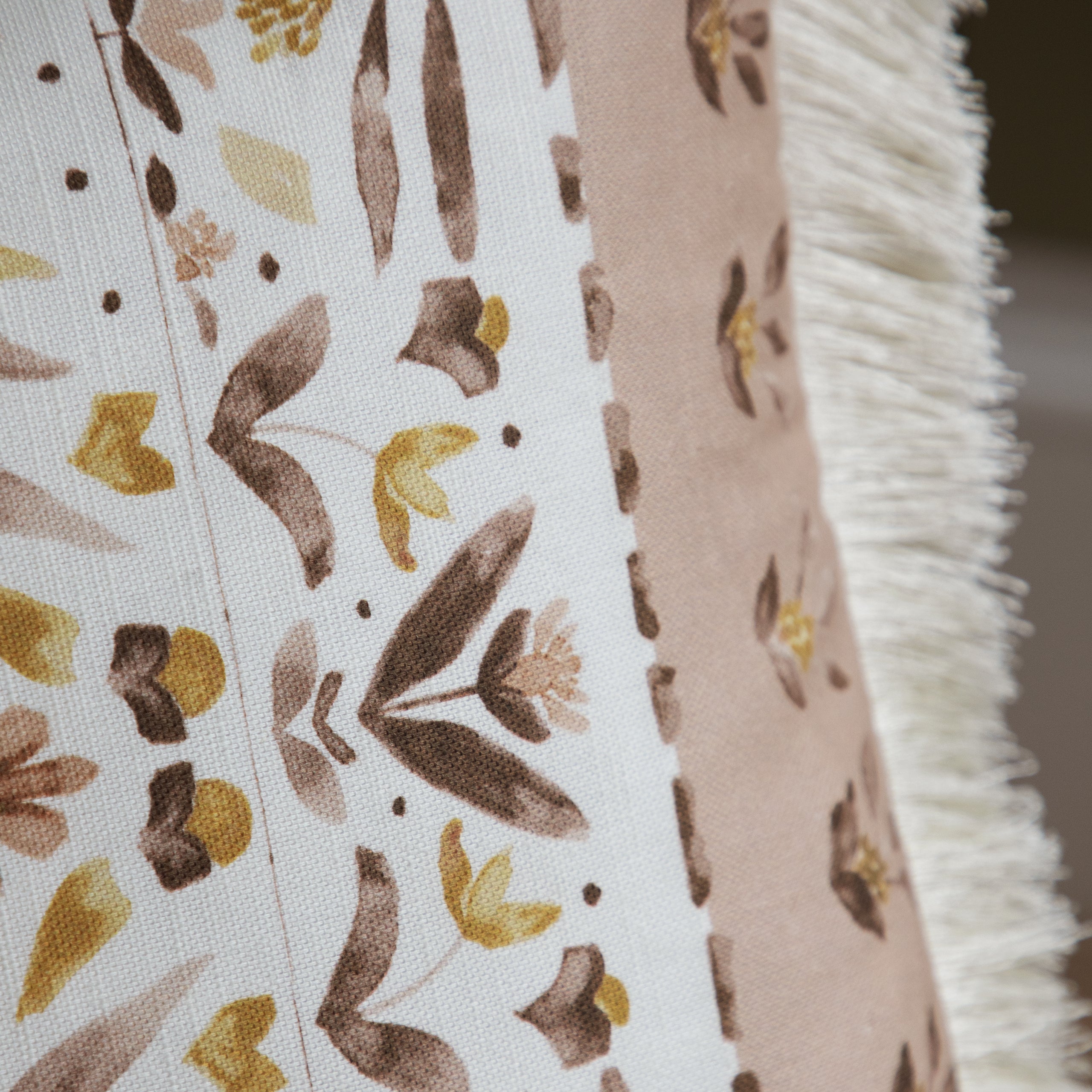 Kari Printed Ruche Fringe Cushion