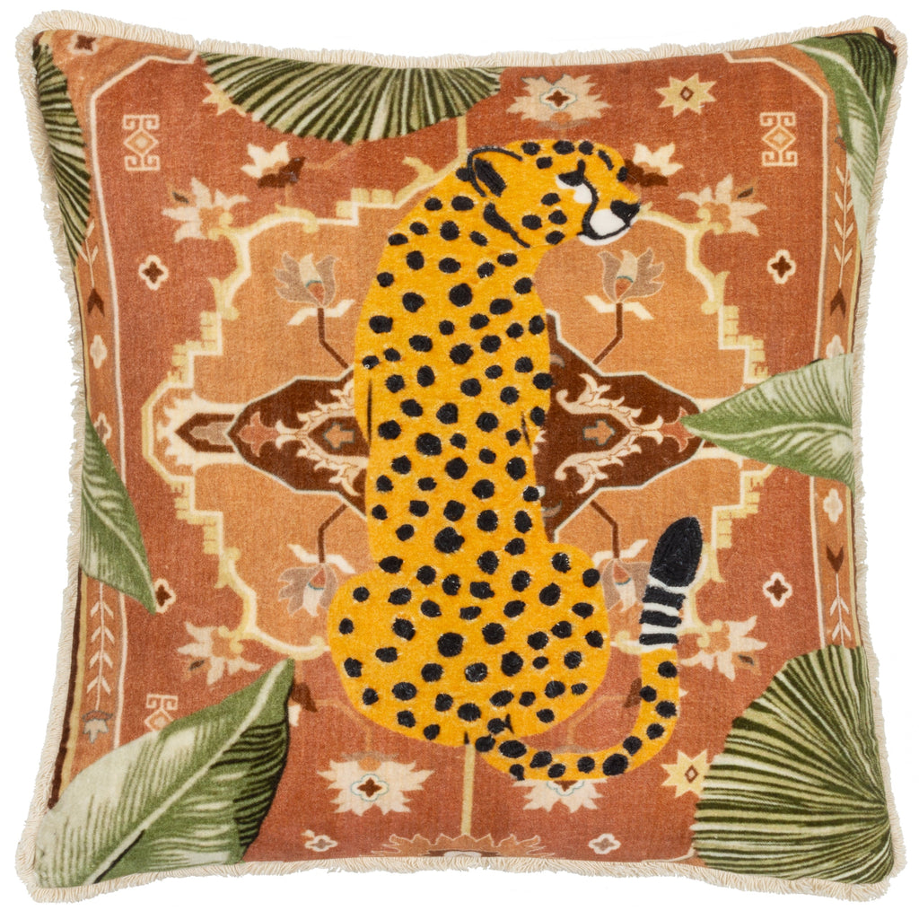 Kilim Cheetah Printed Velvet Cushion