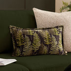 Kielder Forest Fern Night Printed Velvet Cushion