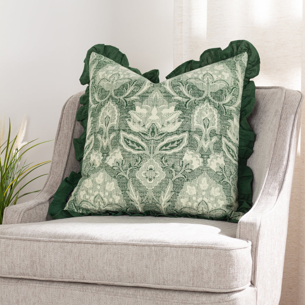 Kirkton Floral Pleat Fringe Cushion
