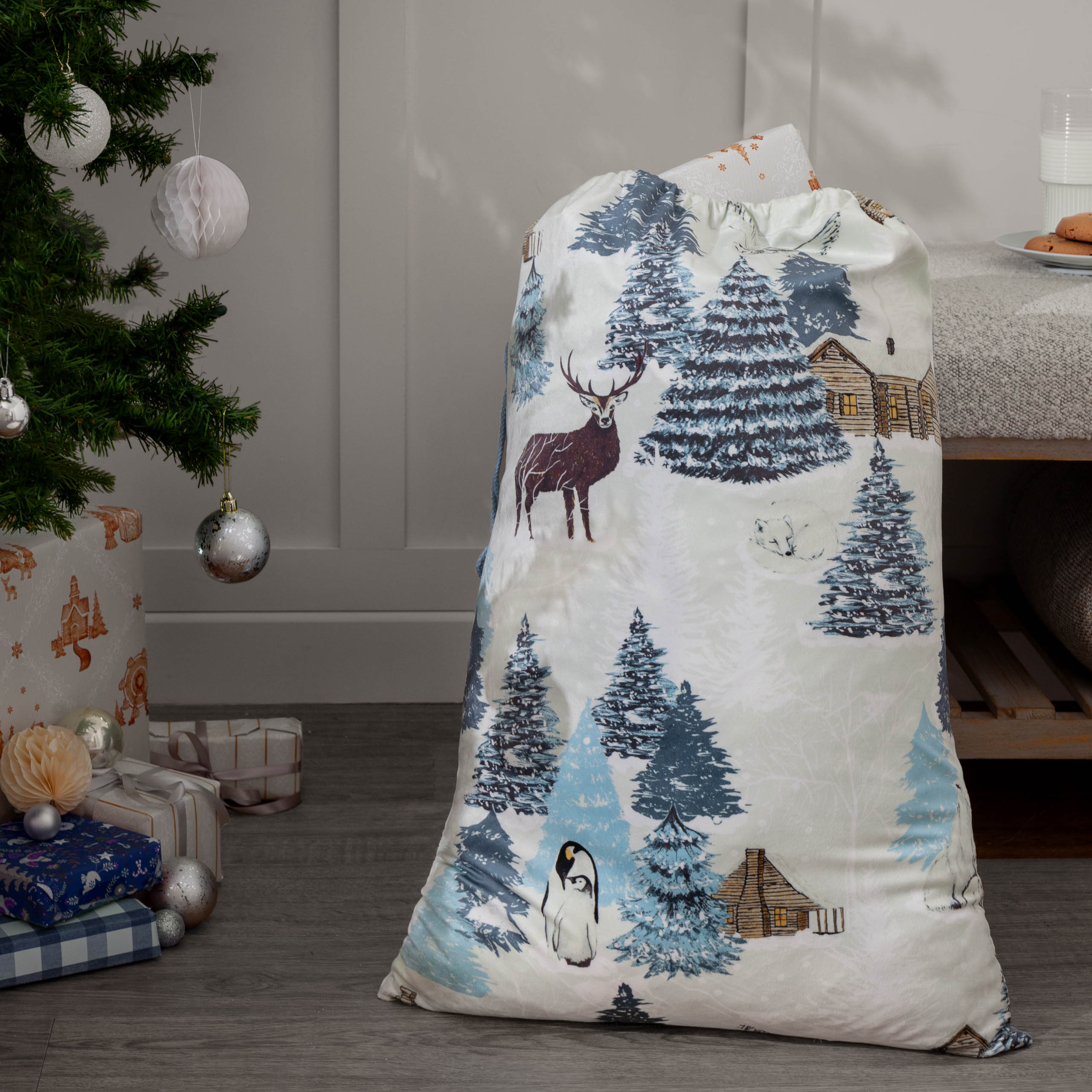 Arcticus Printed Velvet Xmas Stocking + Sack