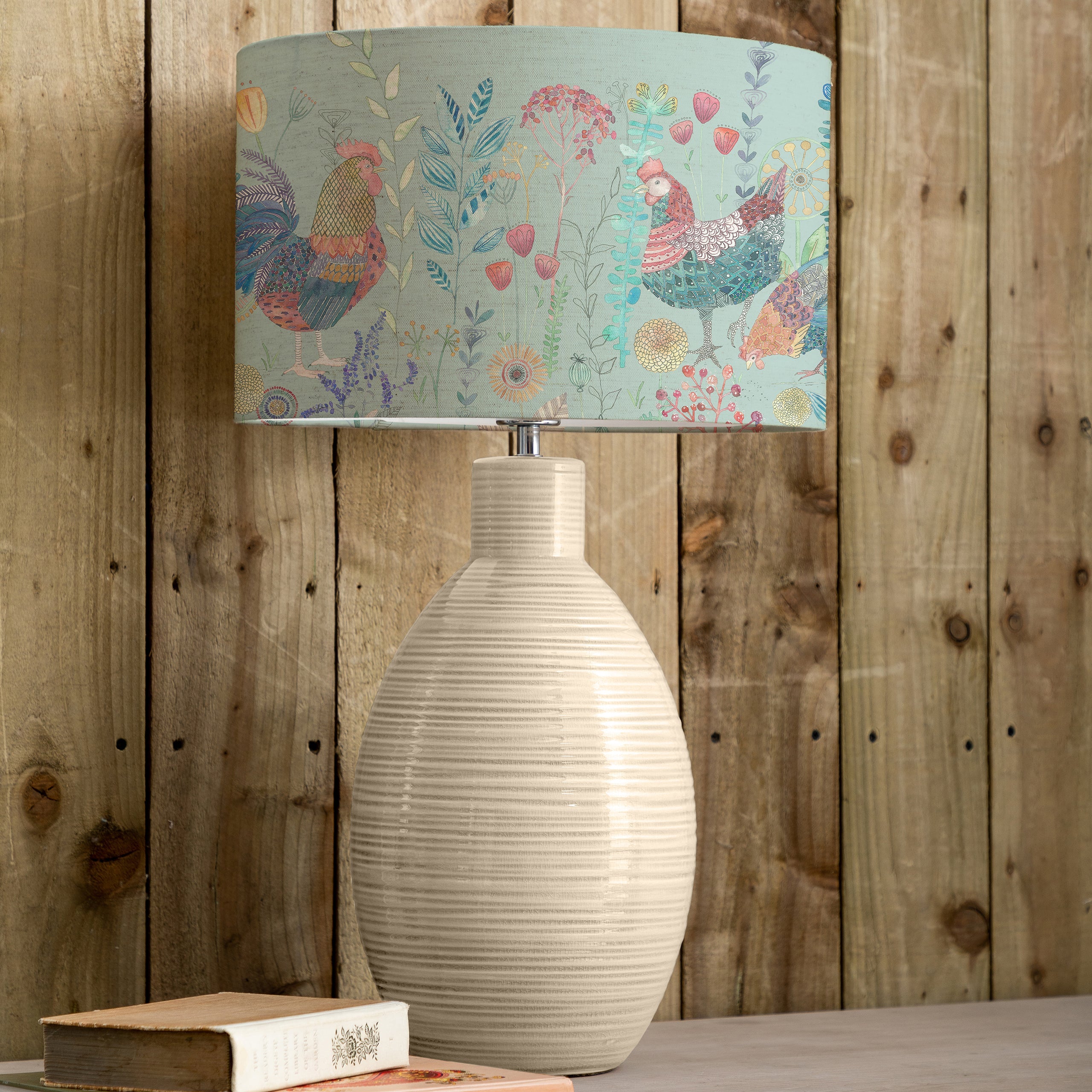 Bilbury Flock Eva & Epona Complete Table Lamp Cream/Robins