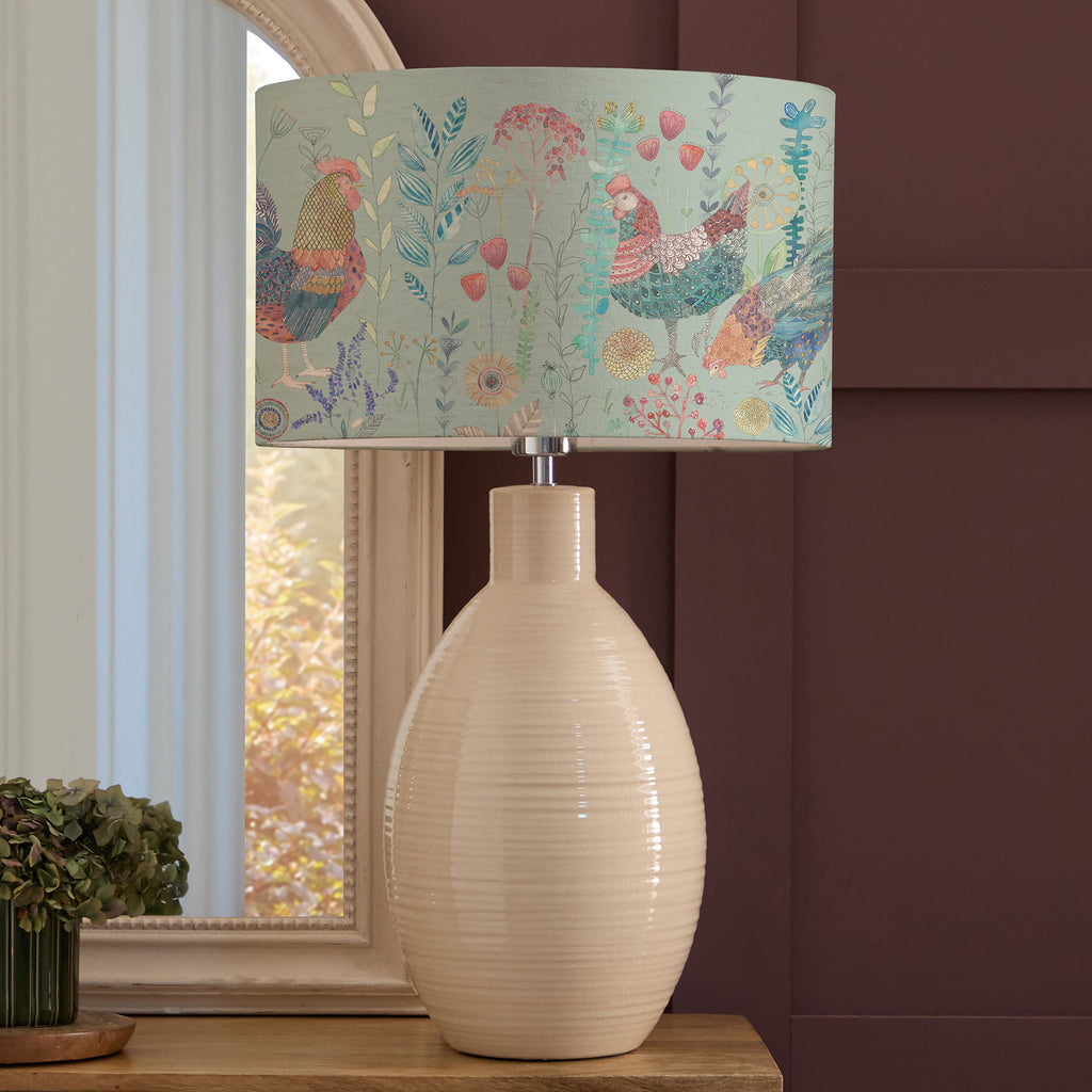 Bilbury Flock Eva & Epona Complete Table Lamp Cream/Robins